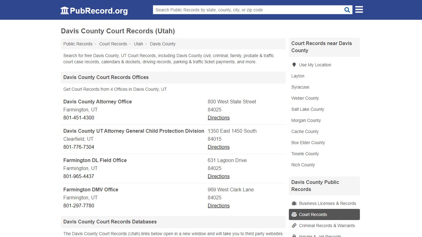 Free Davis County Court Records (Utah Court Records)